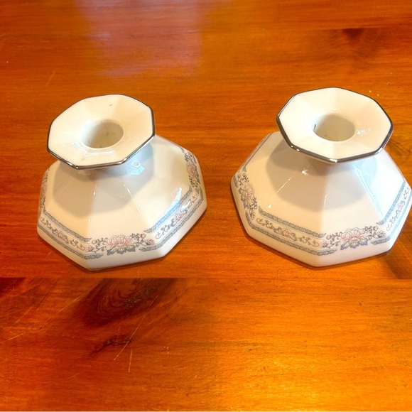 Lenox Charleston Candle Holders. Floral and Cream Cottagecore Grandma - Picture 1 of 10